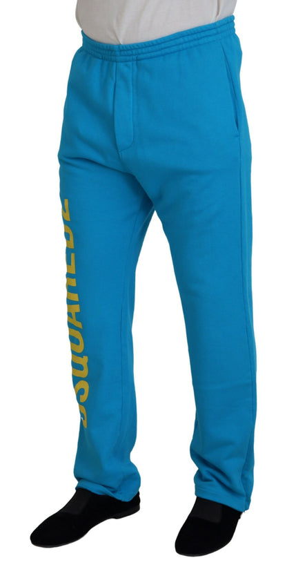 Dsquared² Light Blue Cotton Logo Print Casual Pants Dsquared²