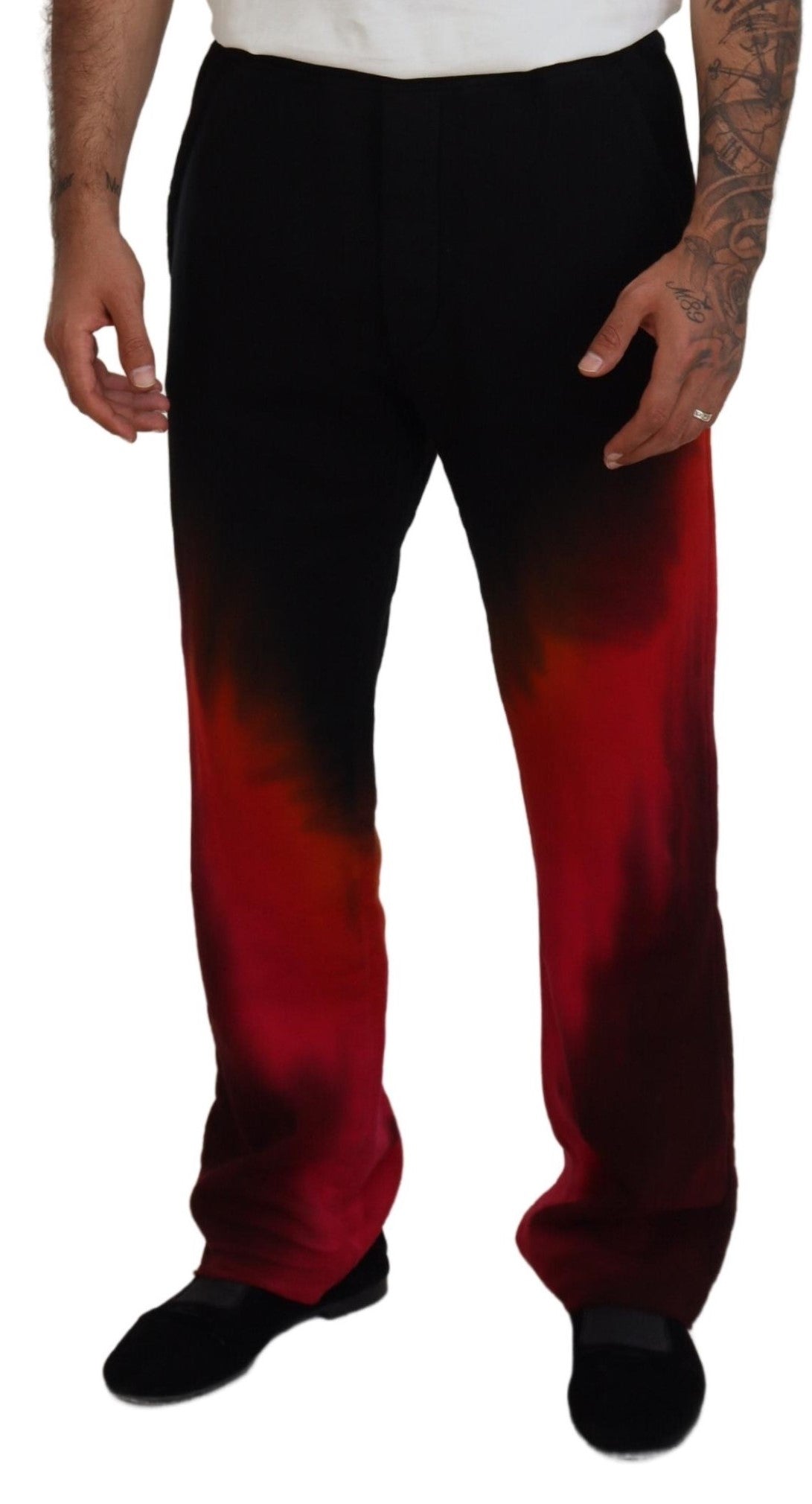 Dsquared² Black Red Cotton Logo Print Casual Pants Dsquared²