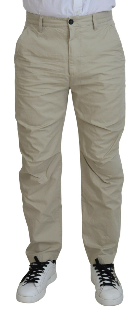 Dsquared² Beige Cotton Straight Fit Men Casual Pants Dsquared²