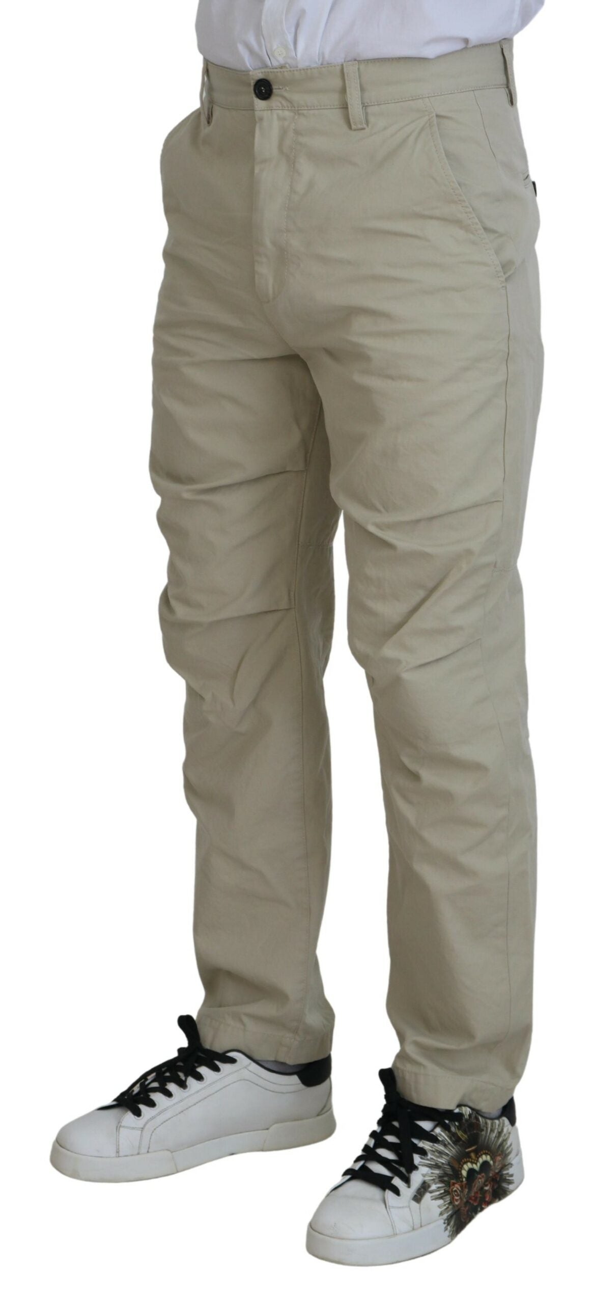 Dsquared² Beige Cotton Straight Fit Men Casual Pants Dsquared²