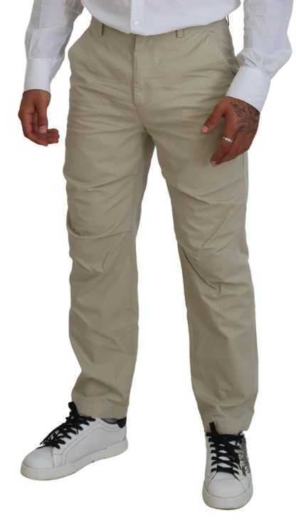 Dsquared² Beige Cotton Straight Fit Men Casual Pants Dsquared²