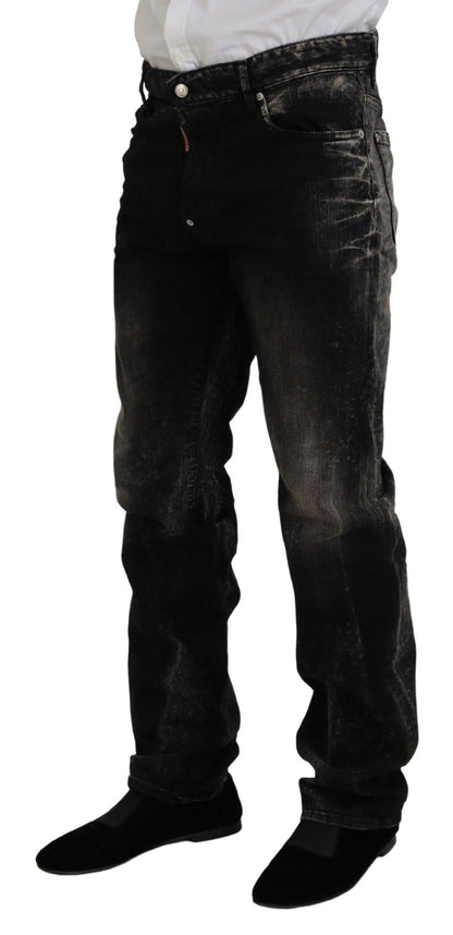 Dsquared² Black Washed Cotton Straight Fit Casual Denim Jeans Dsquared²