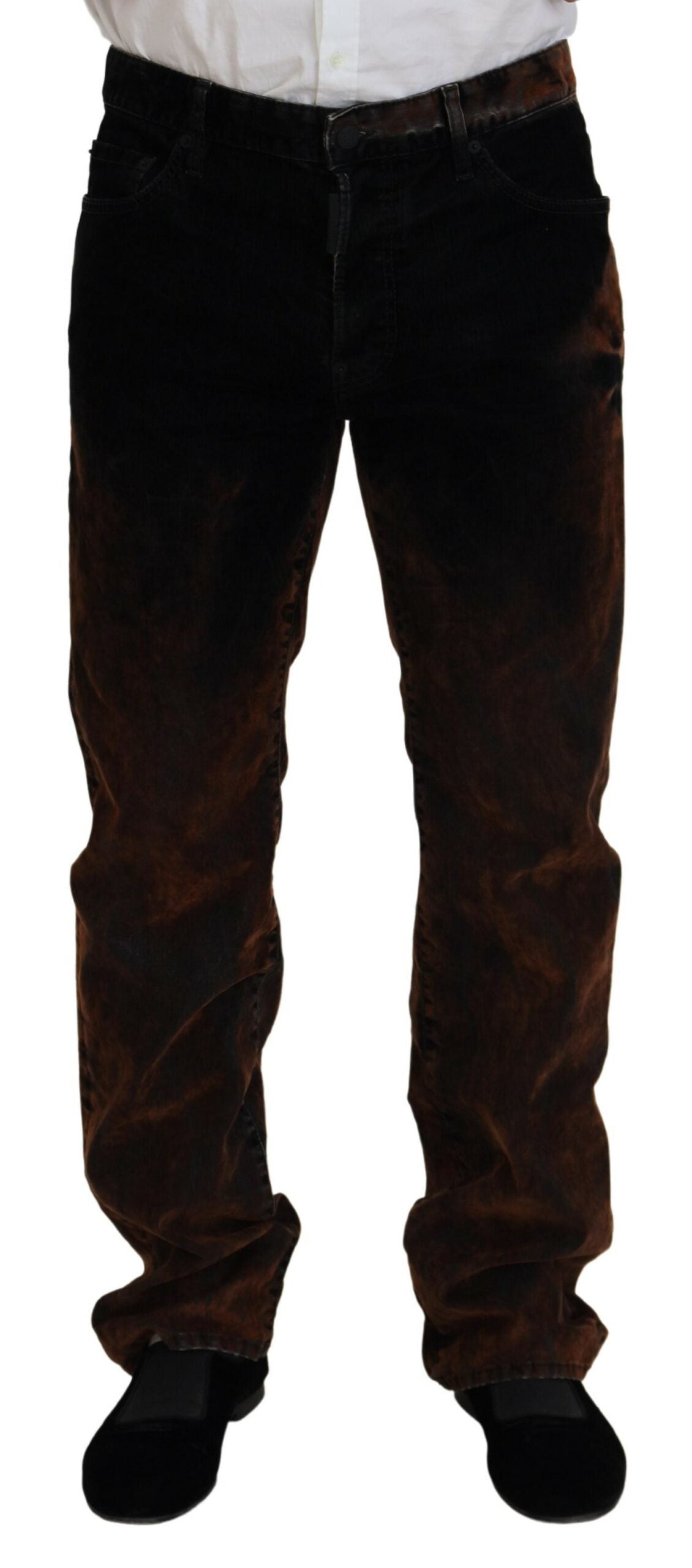 Dsquared² Brown Washed Cotton Straight Fit Casual Denim Jeans Dsquared²