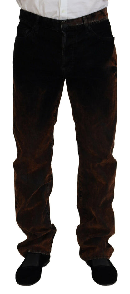 Dsquared² Brown Washed Cotton Straight Fit Casual Denim Jeans Dsquared²