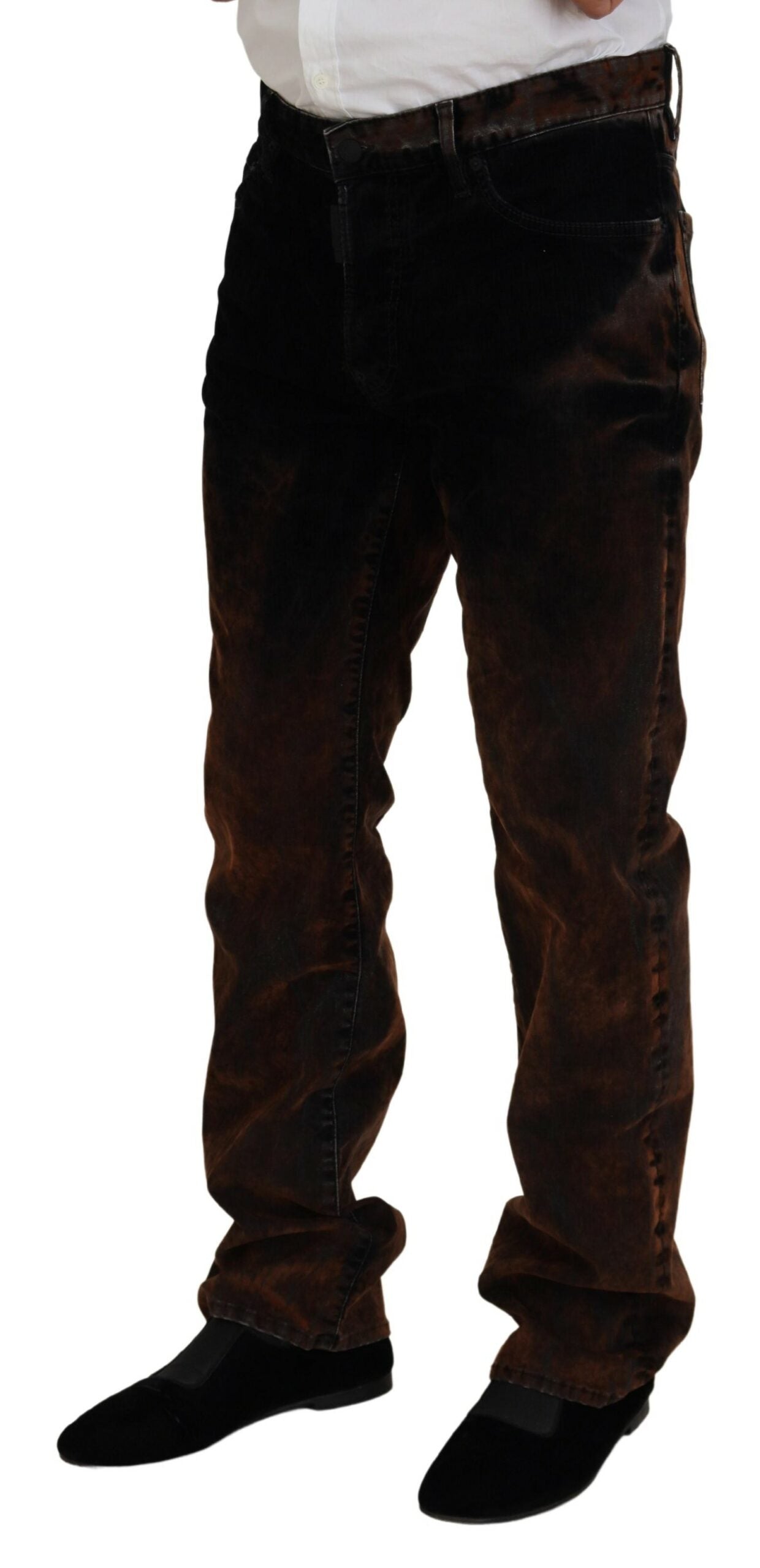 Dsquared² Brown Washed Cotton Straight Fit Casual Denim Jeans Dsquared²