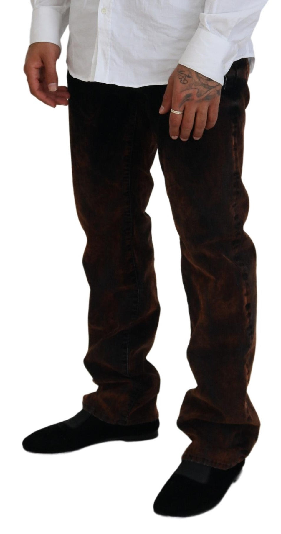 Dsquared² Brown Washed Cotton Straight Fit Casual Denim Jeans Dsquared²