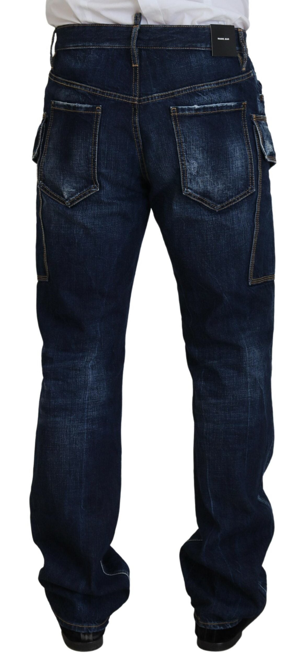 Dsquared² Blue Washed Cotton Cargo Casual Men Denim Jeans Dsquared²