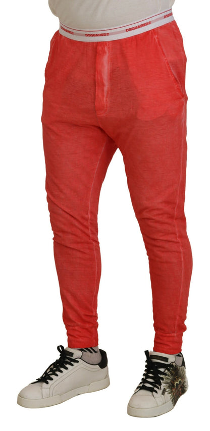 Dsquared² Orange Cotton Elastic Waist Logo Men Pants Dsquared²