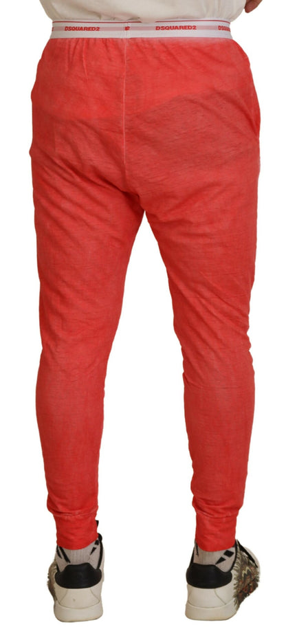 Dsquared² Orange Cotton Elastic Waist Logo Men Pants Dsquared²