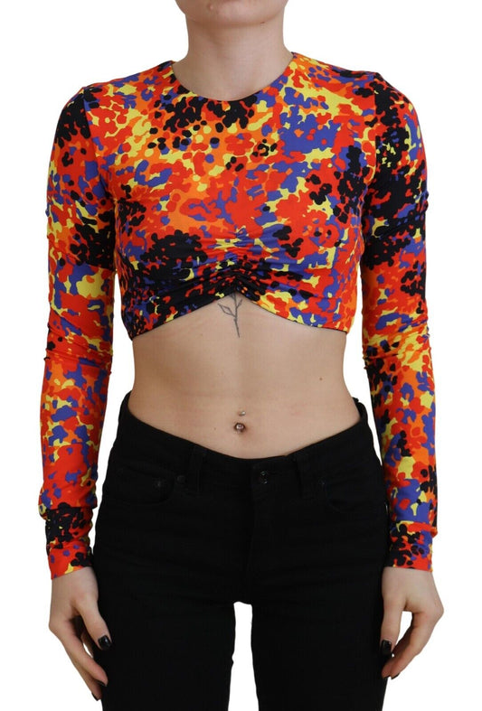 Dsquared² Multicolor Cami Long Sleeves Cropped Blouse Top Dsquared²