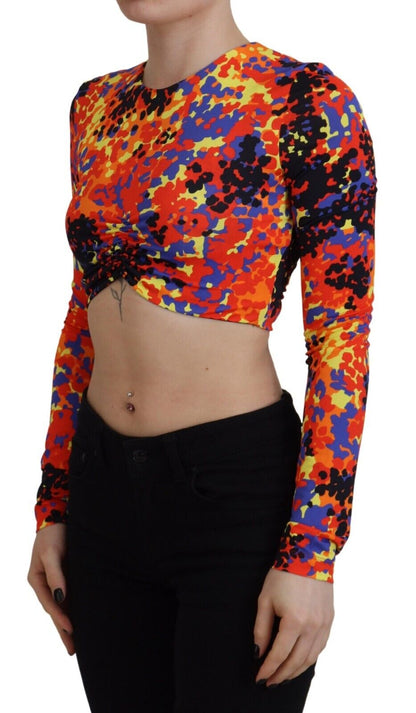 Dsquared² Multicolor Cami Long Sleeves Cropped Blouse Top Dsquared²