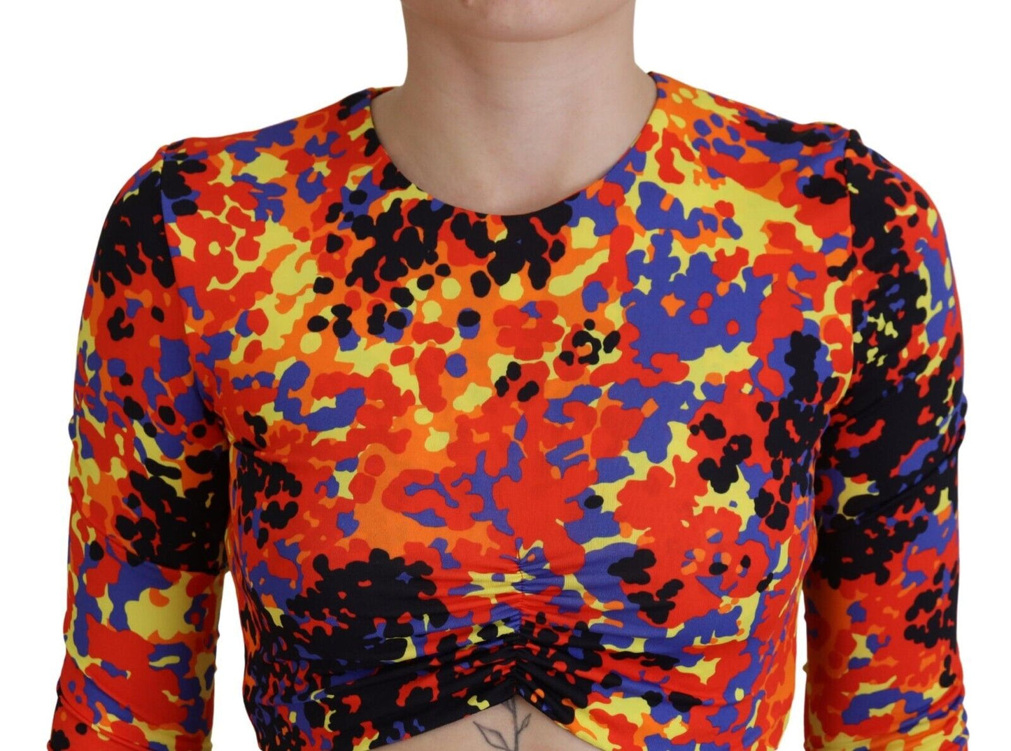 Dsquared² Multicolor Cami Long Sleeves Cropped Blouse Top Dsquared²