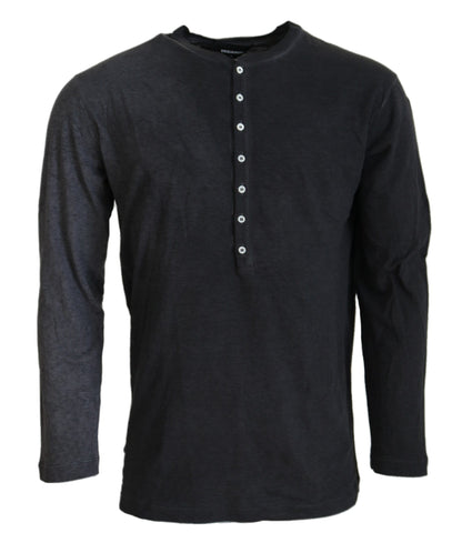 Dsquared² Black Cotton Linen Long Sleeves Pullover Sweater Dsquared²