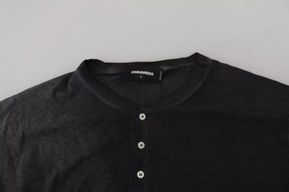 Dsquared² Black Cotton Linen Long Sleeves Pullover Sweater Dsquared²