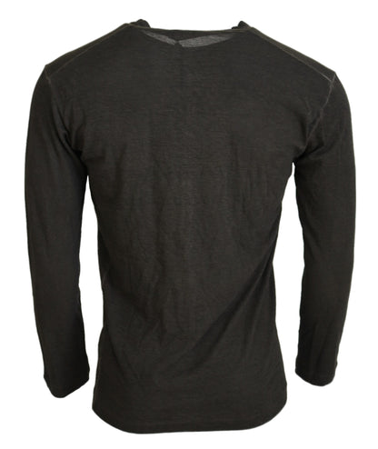 Dsquared² Gray Cotton Linen Long Sleeves Pullover Sweater Dsquared²