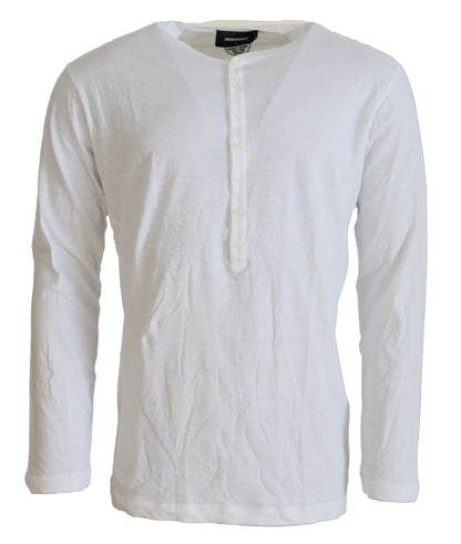 Dsquared² White Cotton Linen Long Sleeves Pullover Sweater Dsquared²