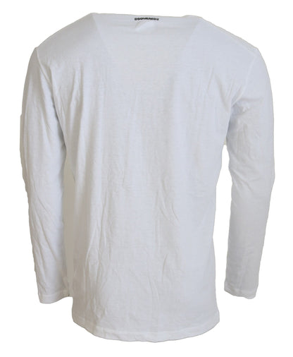 Dsquared² White Cotton Linen Long Sleeves Pullover Sweater Dsquared²