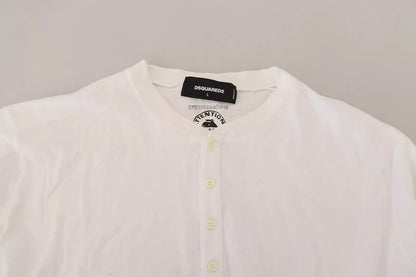 Dsquared² White Cotton Linen Long Sleeves Pullover Sweater Dsquared²