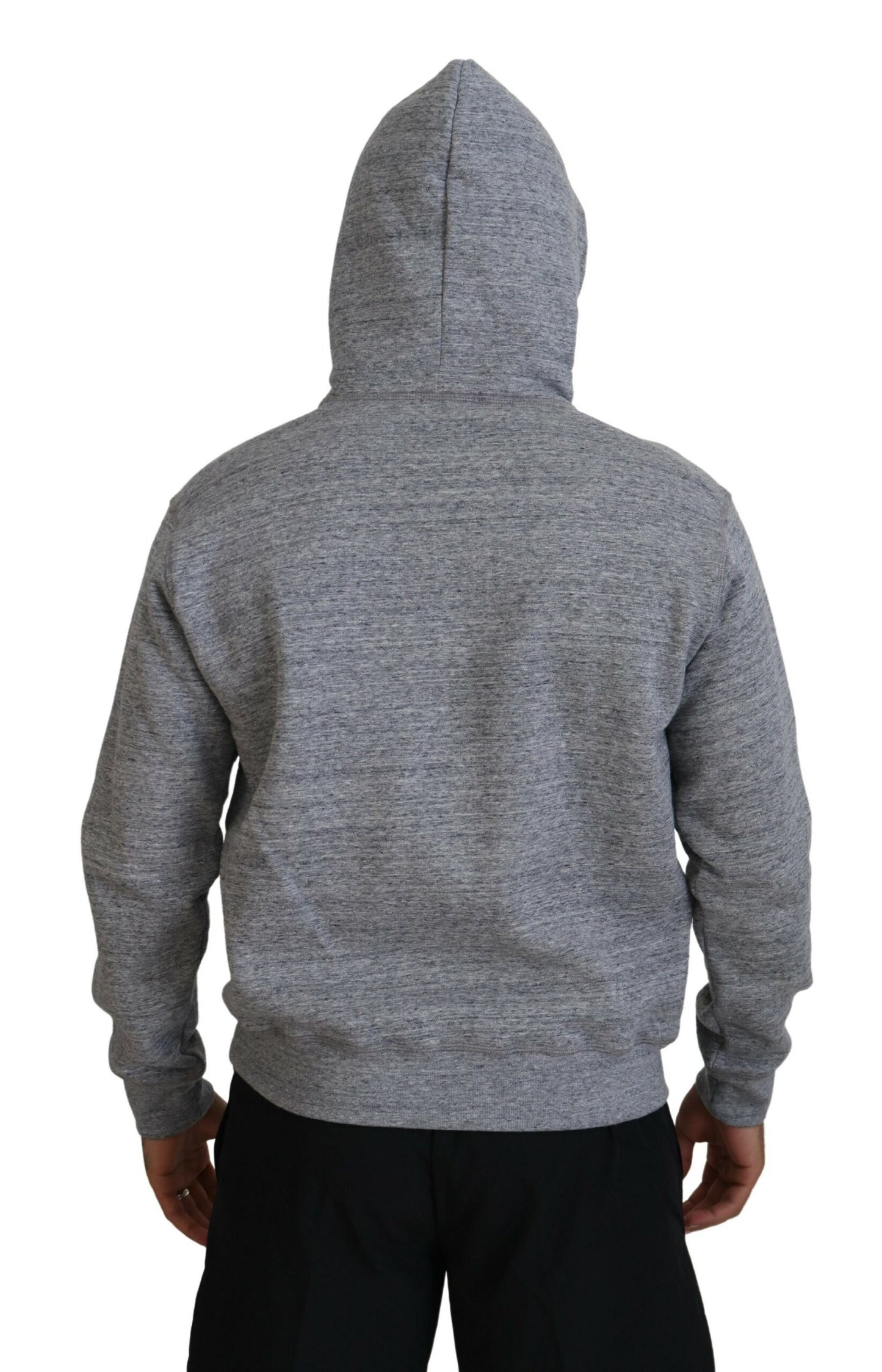 Dsquared² Gray Cotton Hooded Printed Men Pullover Sweater Dsquared²