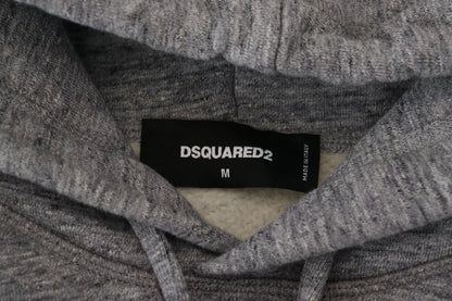 Dsquared² Gray Cotton Hooded Printed Men Pullover Sweater Dsquared²