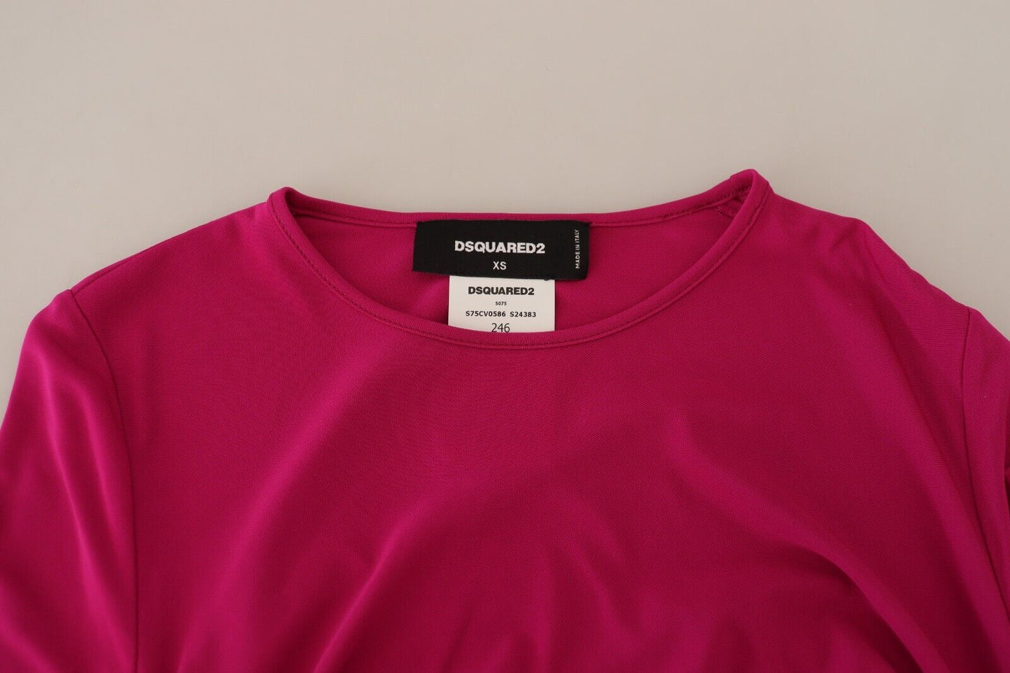 Dsquared² Fuchsia Viscose Long Sleeves Ruched Mini Dress Dsquared²