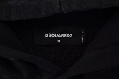 Dsquared² Black Cotton Hooded Printed Men Pullover Sweater Dsquared²