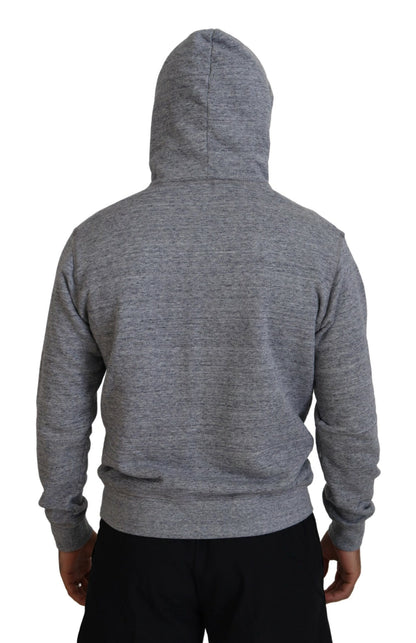 Dsquared² Gray Cotton Hooded Logo Print Men Pullover Sweater Dsquared²