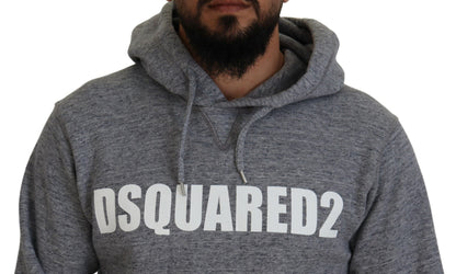 Dsquared² Gray Cotton Hooded Logo Print Men Pullover Sweater Dsquared²