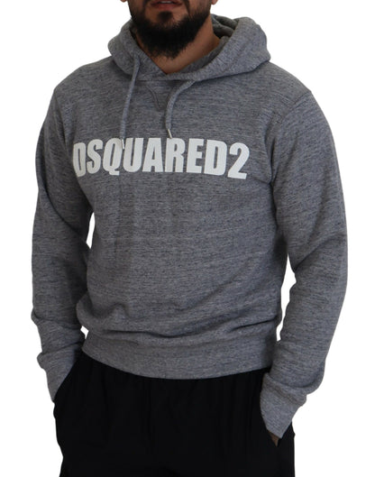 Dsquared² Gray Cotton Hooded Logo Print Men Pullover Sweater Dsquared²