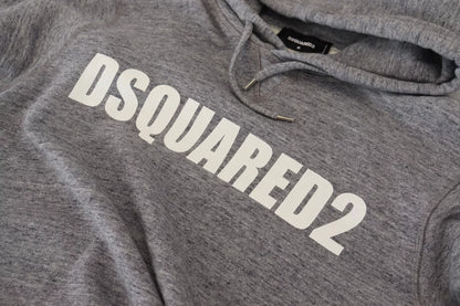 Dsquared² Gray Cotton Hooded Logo Print Men Pullover Sweater Dsquared²