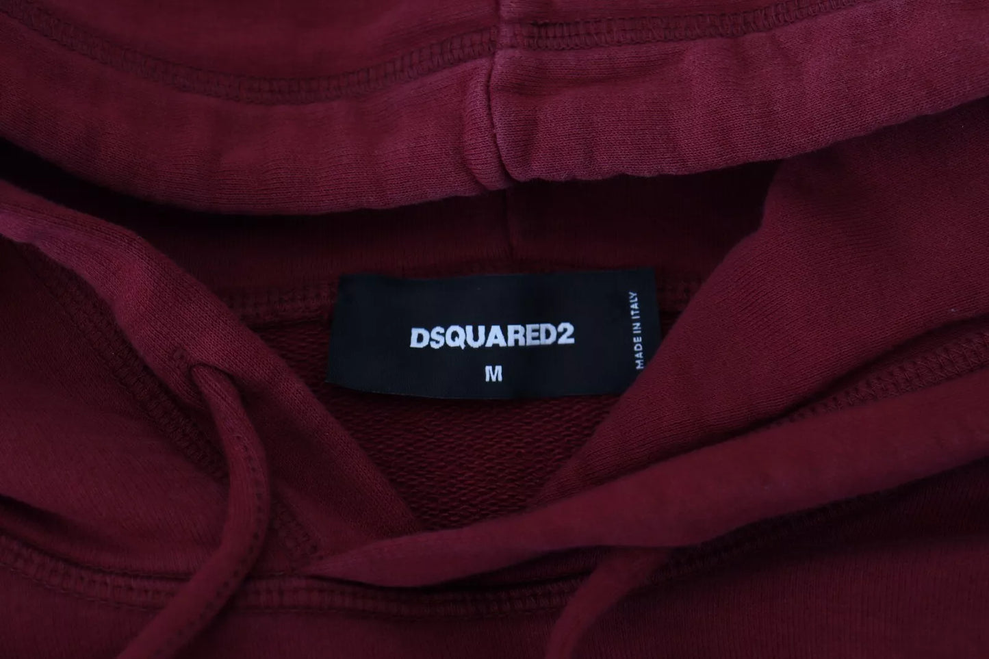 Dsquared² Maroon Cotton Tattered Hooded Printed Pullover Sweater Dsquared²