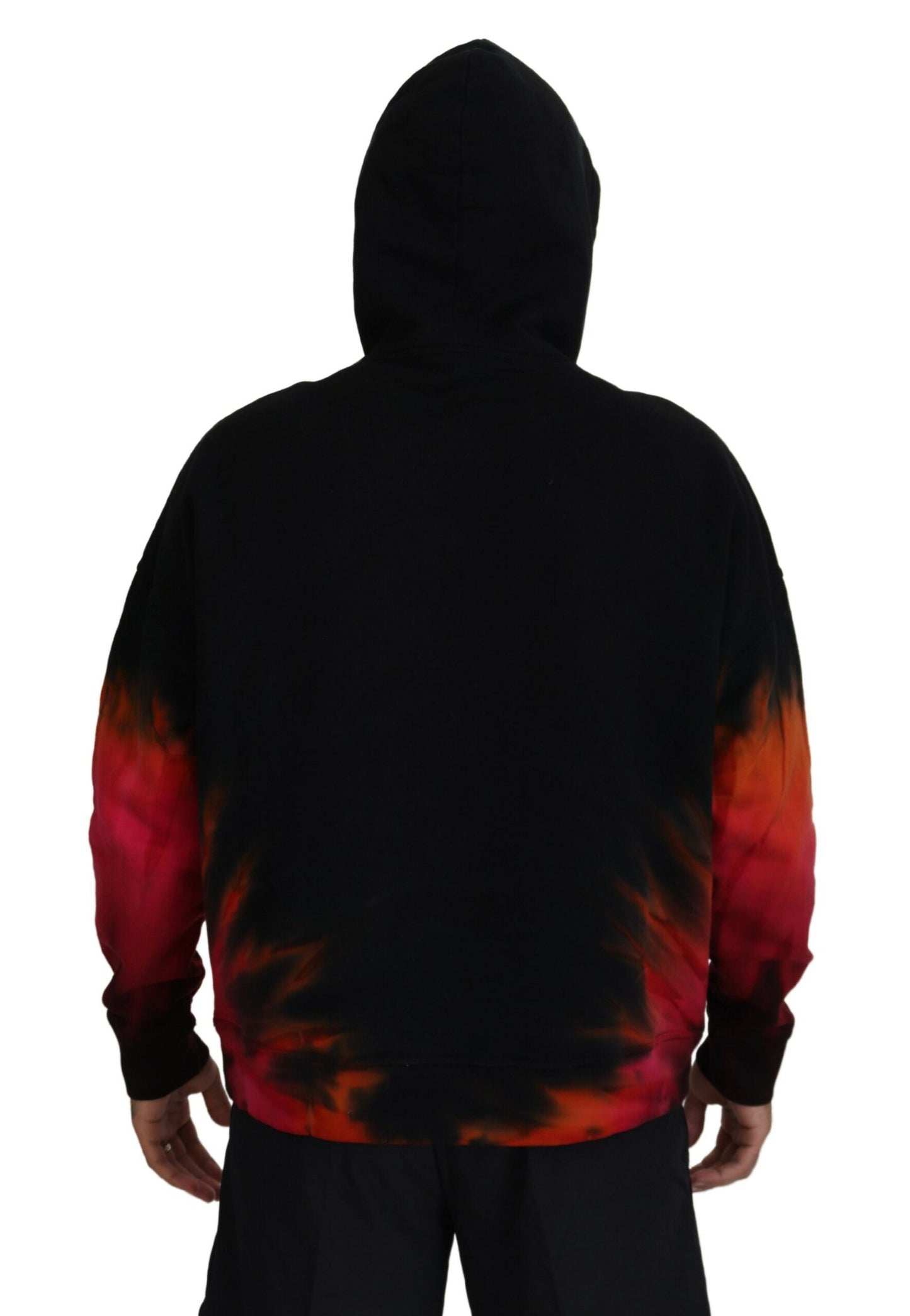 Dsquared² Black Red Cotton Hooded Tie Dye Pullover Sweater Dsquared²