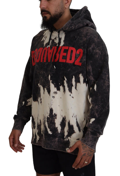 Dsquared² Gray Wash Hooded Printed Men Pullover Sweater Dsquared²