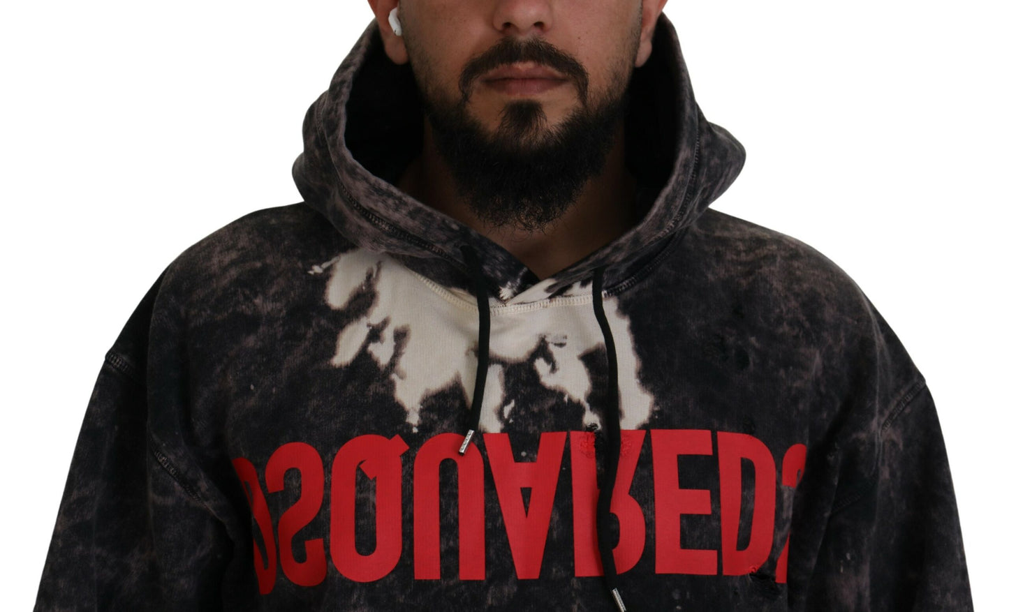 Dsquared² Gray Wash Hooded Printed Men Pullover Sweater Dsquared²