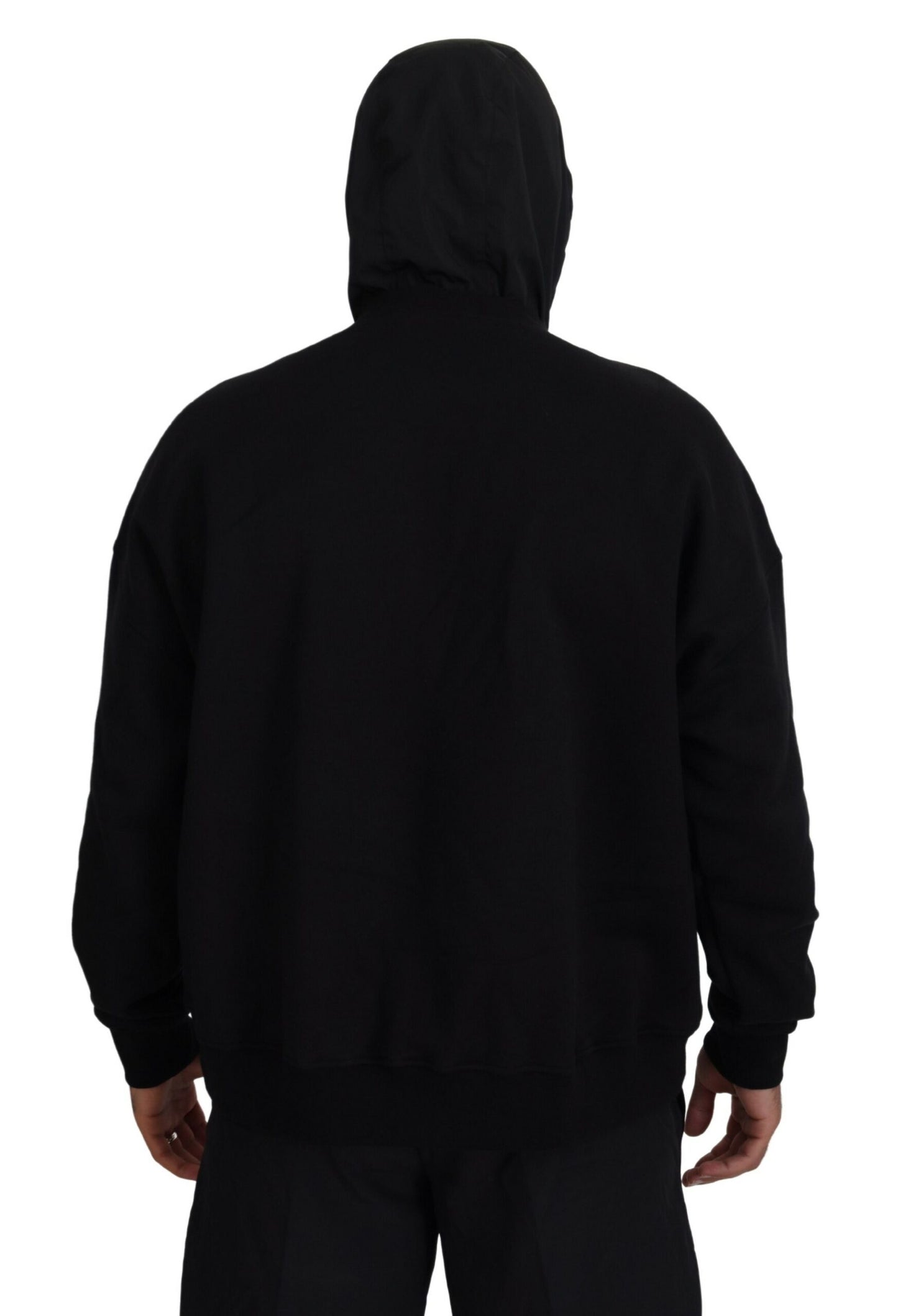 Dsquared² Black Cotton Hooded Printed Pullover Sweater Dsquared²