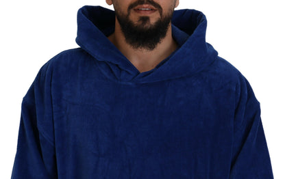 Dsquared² Blue Poncho Men Hooded Beachwear Changing Robe Dsquared²