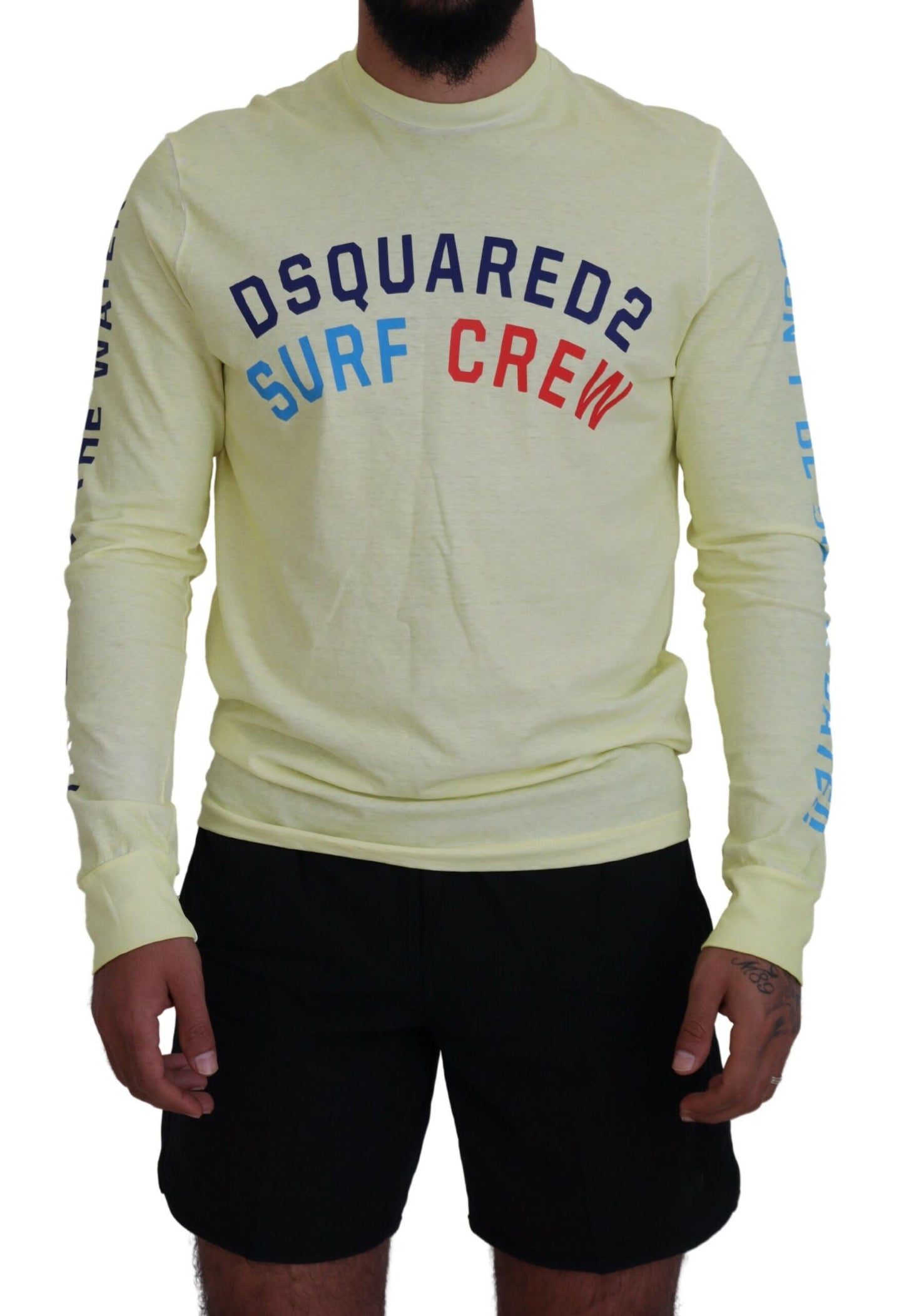 Dsquared² Yellow Colorful Print Long Sleeves Top T-shirt Dsquared²