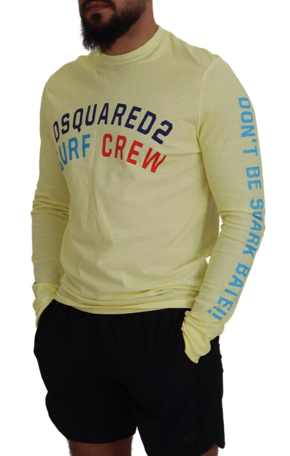 Dsquared² Yellow Colorful Print Long Sleeves Top T-shirt Dsquared²