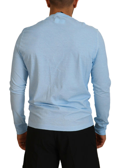 Dsquared² Light Blue Printed Long Sleeves Men Sweater Dsquared²