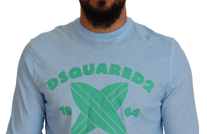 Dsquared² Light Blue Printed Long Sleeves Men Sweater Dsquared²