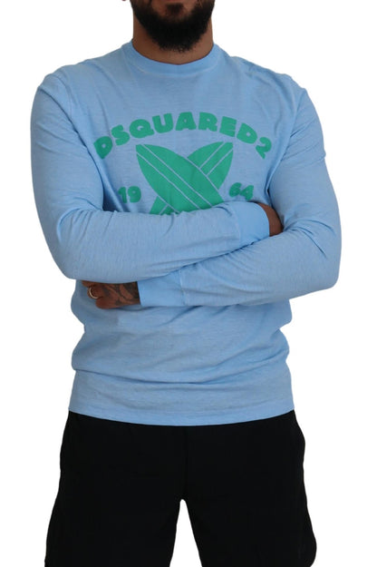 Dsquared² Light Blue Printed Long Sleeves Men Sweater Dsquared²