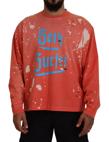 Dsquared² Orange Printed Long Sleeves Pullover Sweater Dsquared²