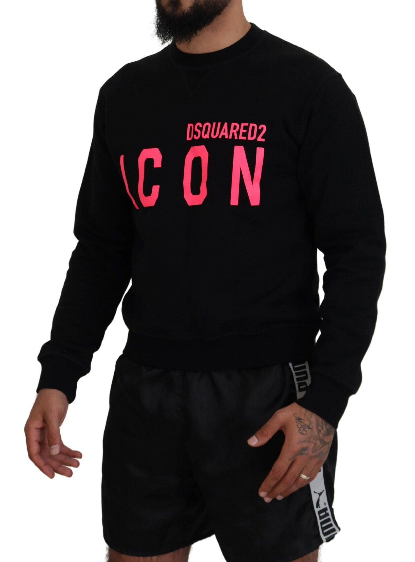 Dsquared² Black Printed Long Sleeves Pullover Sweater Dsquared²