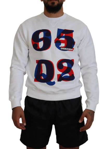 Dsquared² White Printed Long Sleeves Pullover Sweater Dsquared²