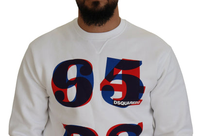 Dsquared² White Printed Long Sleeves Pullover Sweater Dsquared²