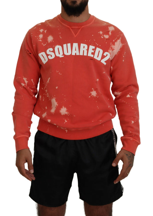 Dsquared² Orange Printed Long Sleeves Pullover Sweater Dsquared²