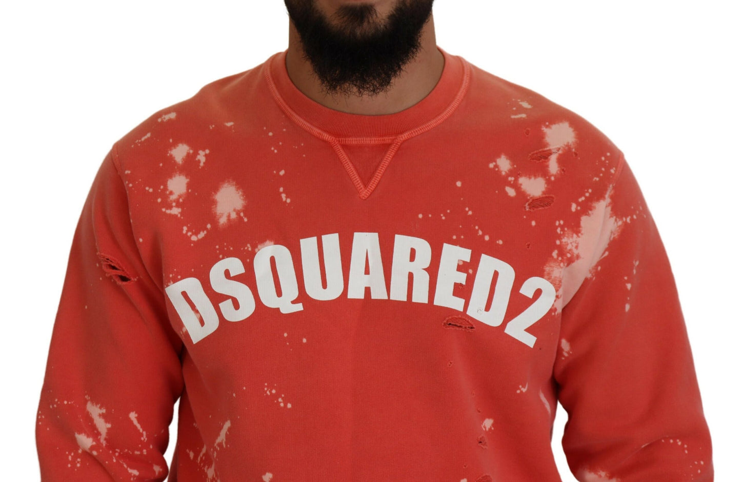 Dsquared² Orange Printed Long Sleeves Pullover Sweater Dsquared²