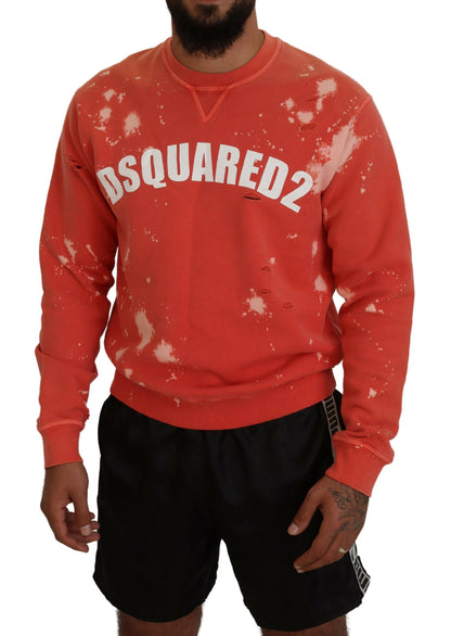 Dsquared² Orange Printed Long Sleeves Pullover Sweater Dsquared²