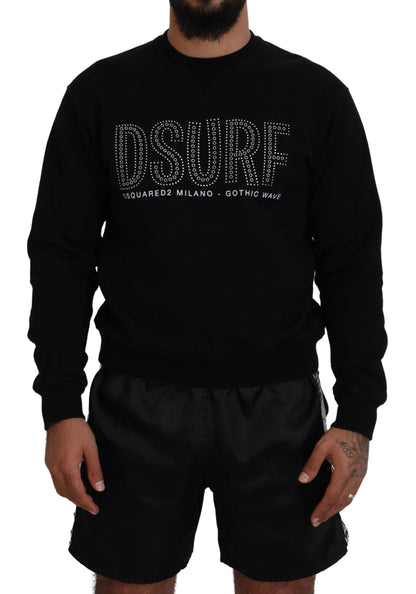 Dsquared² Black Cotton Printed Long Sleeves Pullover Sweater Dsquared²