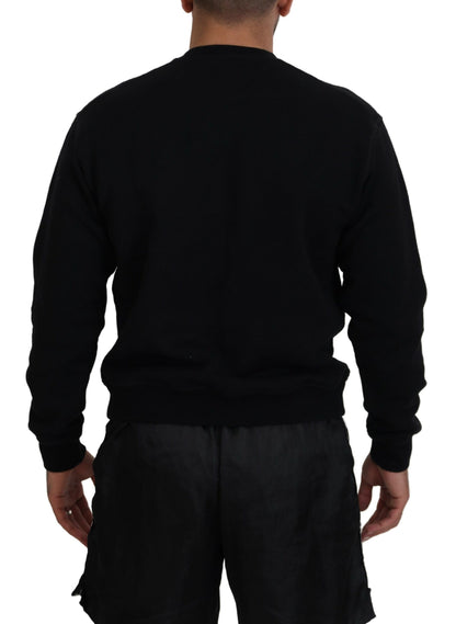 Dsquared² Black Cotton Printed Long Sleeves Pullover Sweater Dsquared²